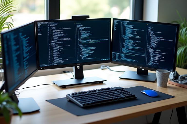 Modern development desk setup